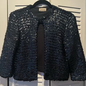Vintage Retro Black Sequin Cardigan Sweater By Jack Young Creations